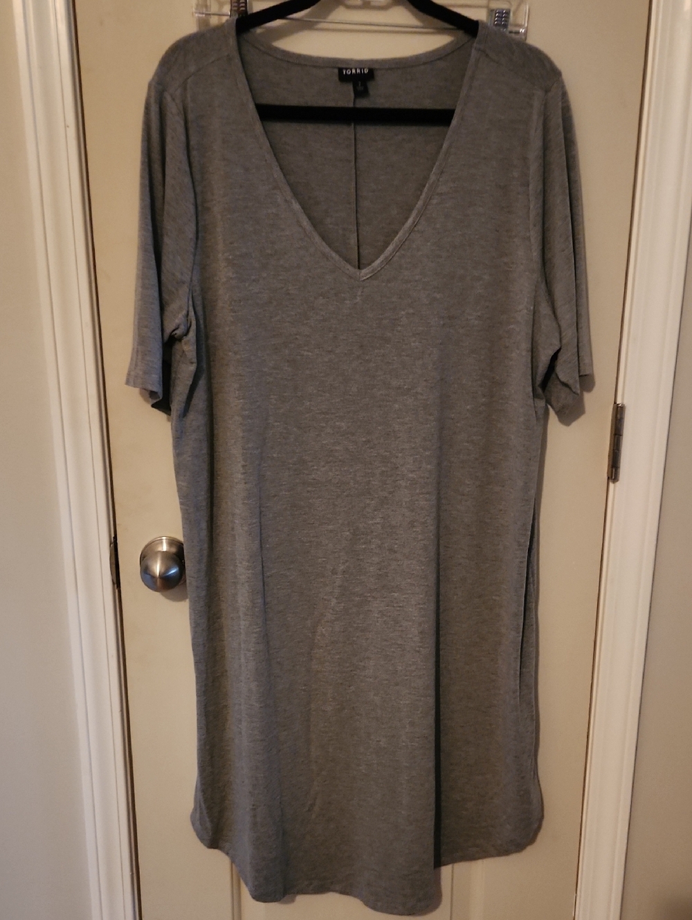 Heather Gray V-Neck Short Sleeve T-Shirt Dress